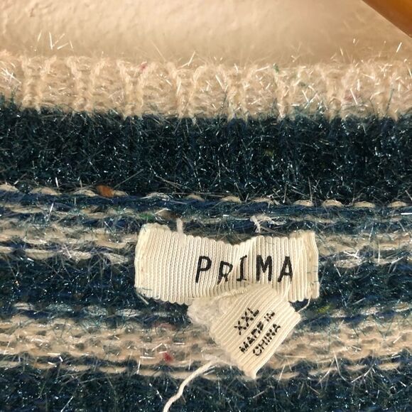 Prima Tinsel Striped Sweater Women's Green White XMAS Christmas XXL - Picture 3 of 6